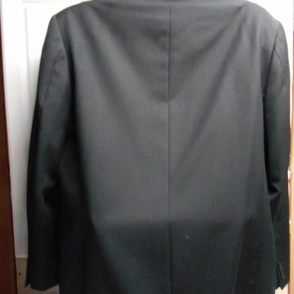 Italy Black Mens Regular 42 Suit Coat Blazer 100% Wool 3 Button - Picture 2 of 3